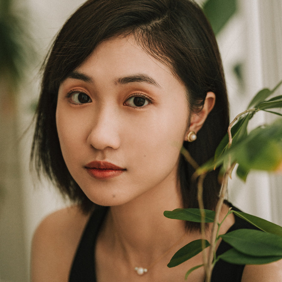 Avery's Wreath|Akoya珍珠復古鈕扣耳環