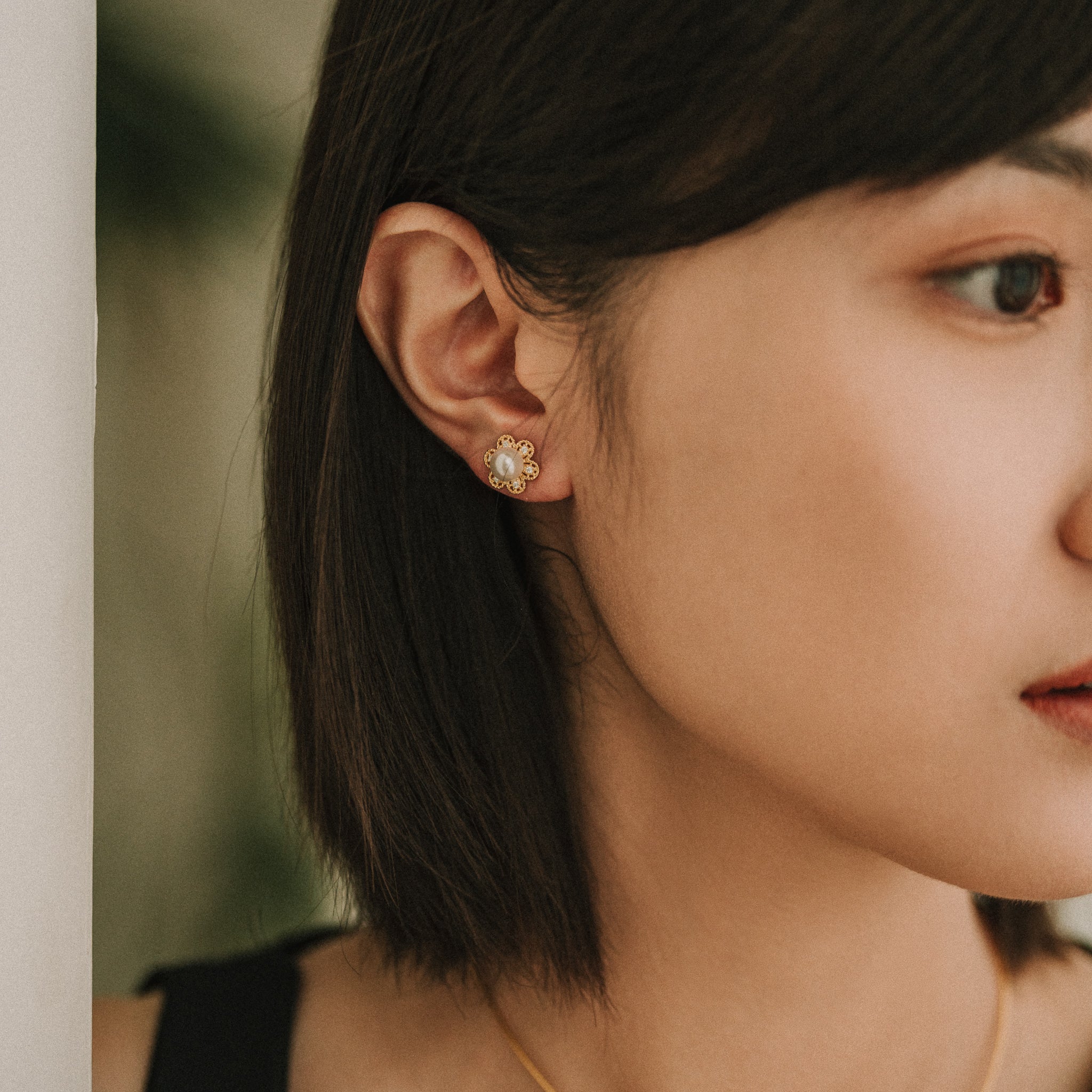 Avery's Garden|Akoya珍珠小花耳環