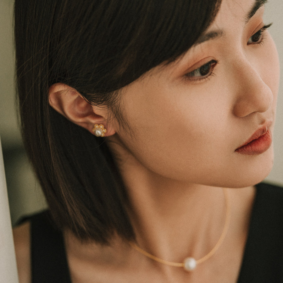 Avery's Garden|Akoya珍珠小花耳環