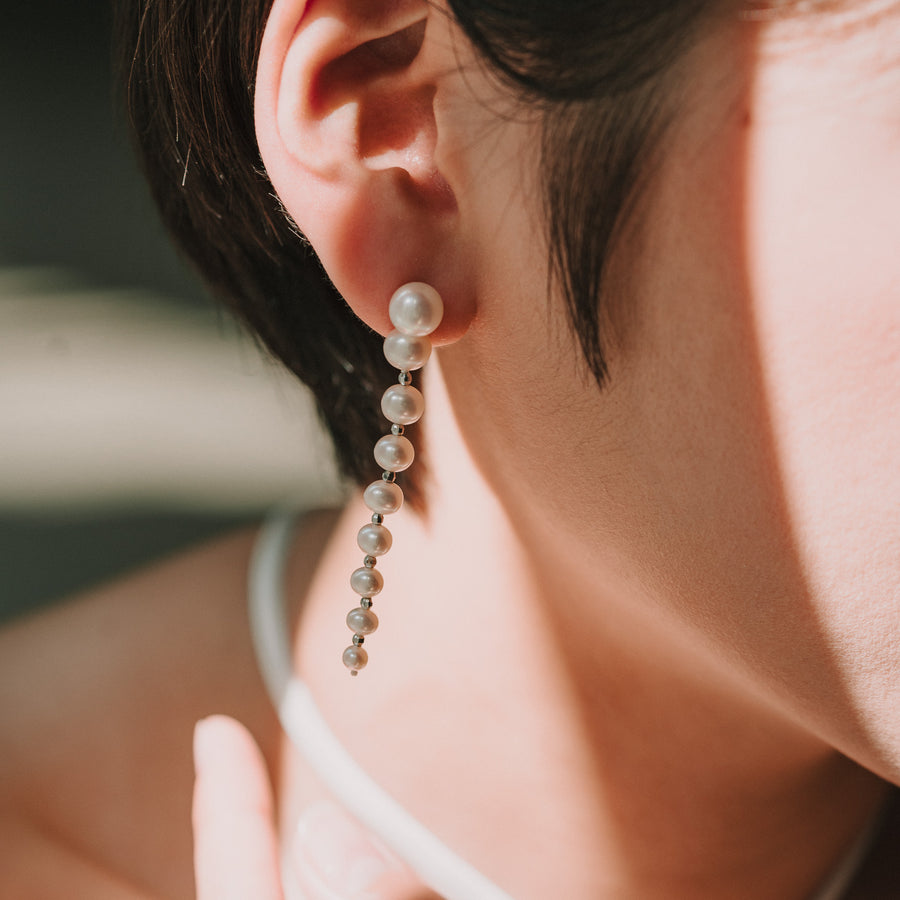 Taylor J.|珍珠鏈條耳環耳夾