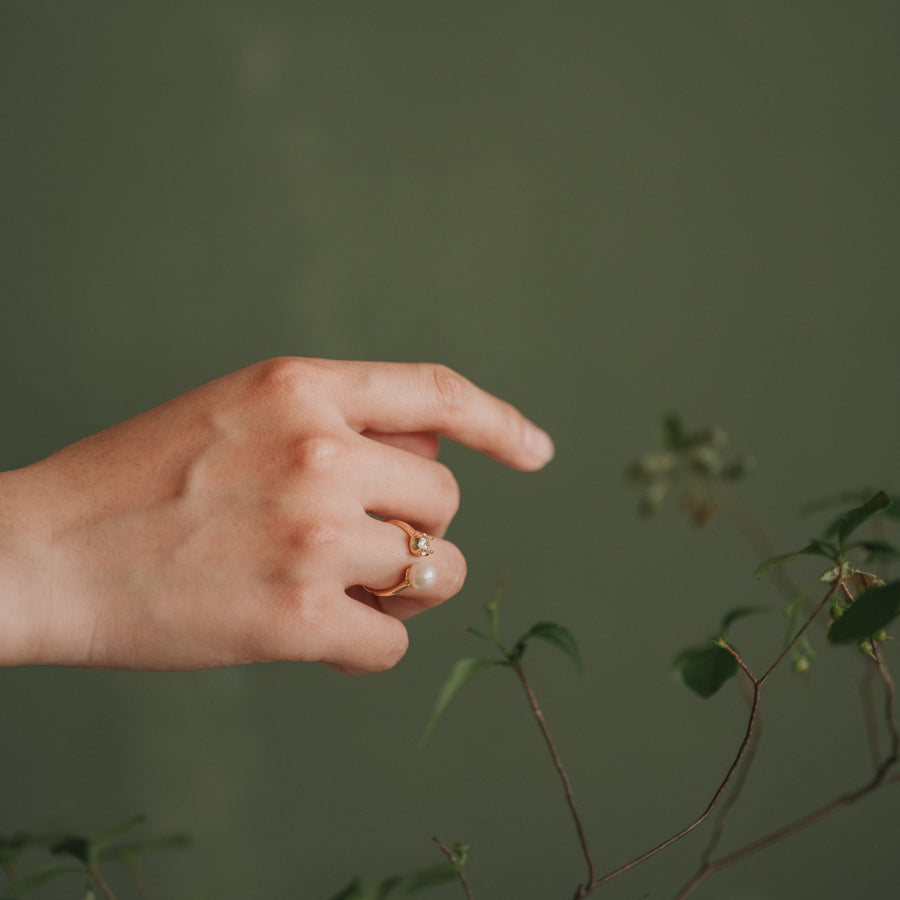 Miranda|單鑽珍珠戒指