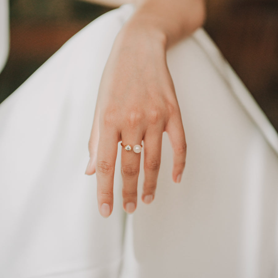 Miranda|單鑽珍珠戒指