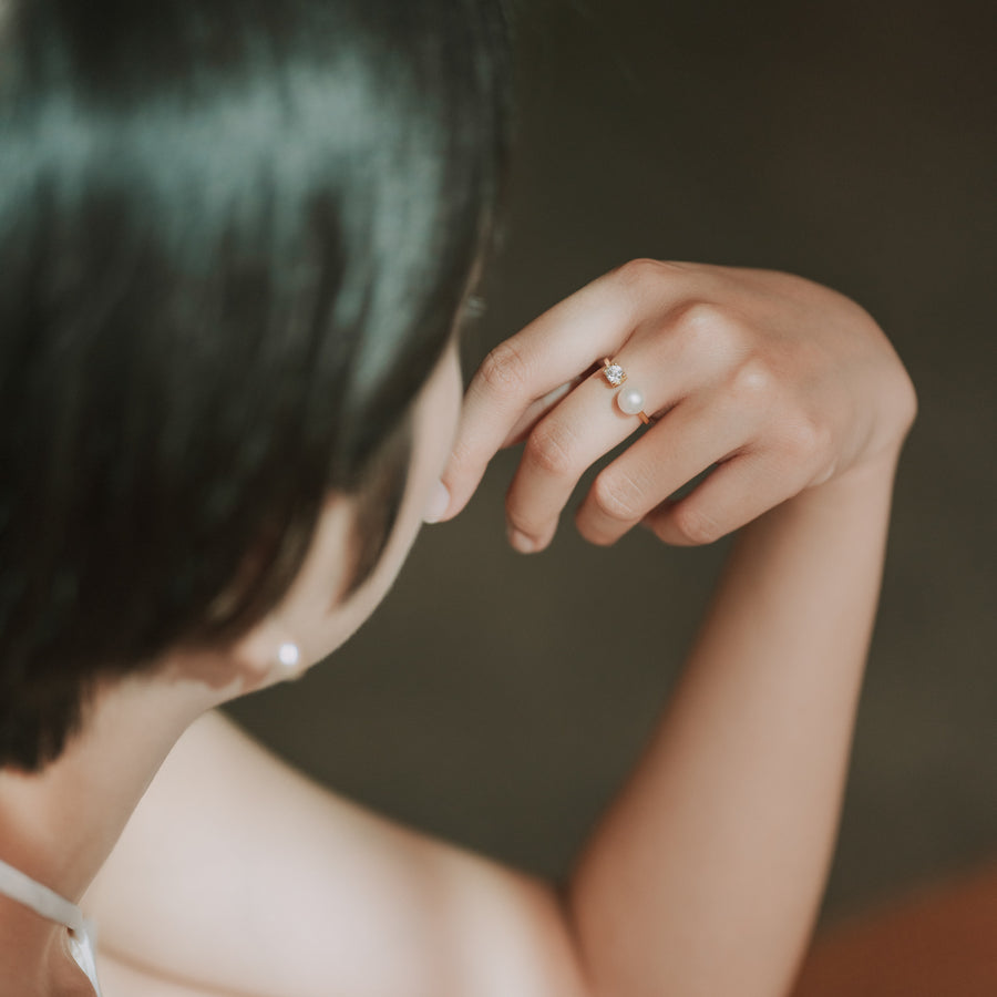 Miranda|單鑽珍珠戒指
