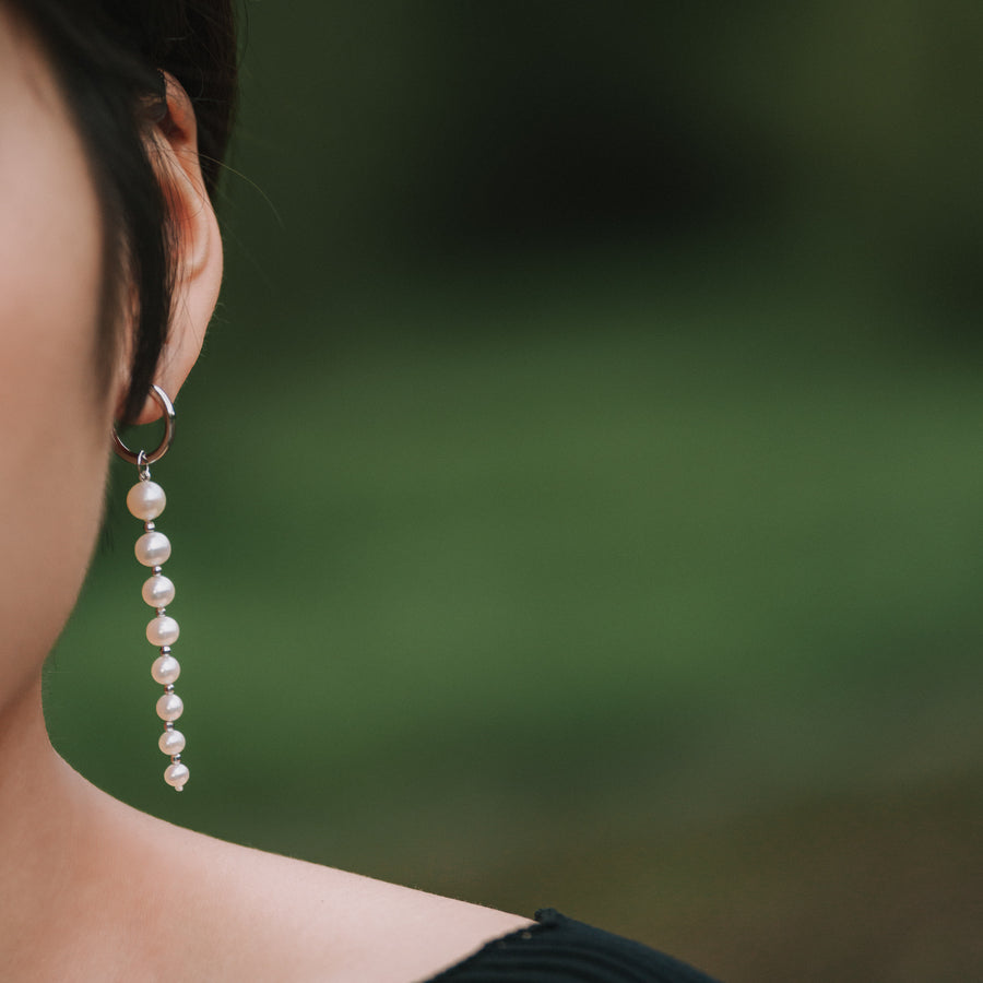 Taylor J.|珍珠鏈條耳環耳夾