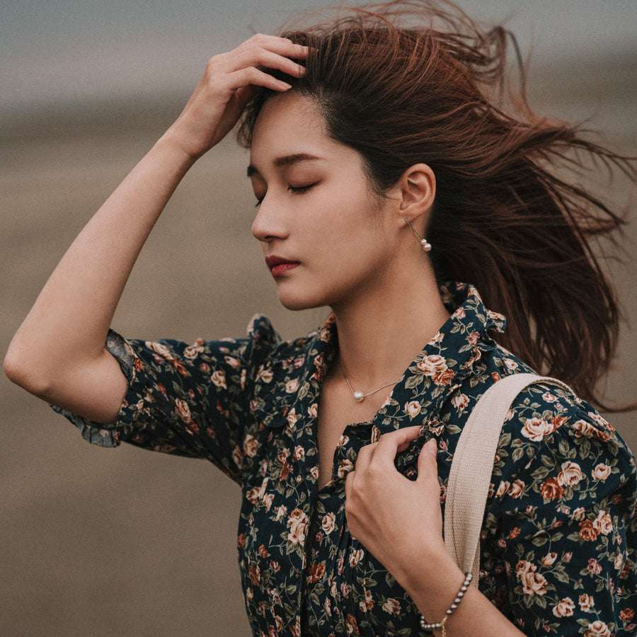 Lumi|雙珍珠垂墜耳環