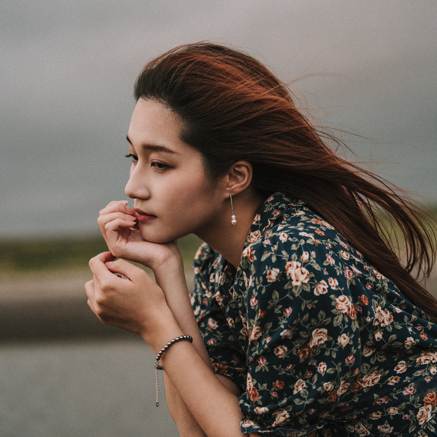 Lumi|雙珍珠垂墜耳環