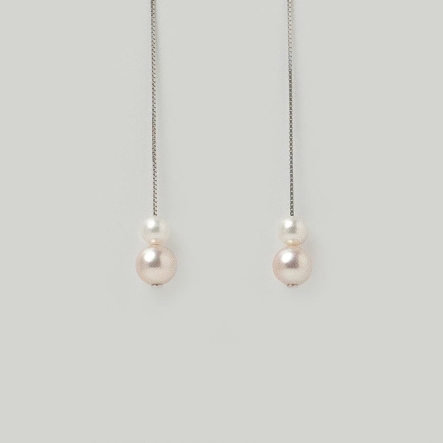 Lumi|雙珍珠垂墜耳環