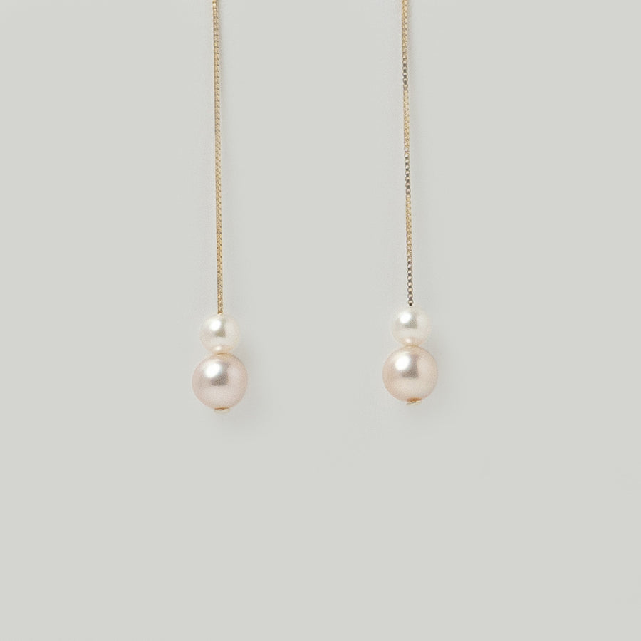 Lumi|雙珍珠垂墜耳環