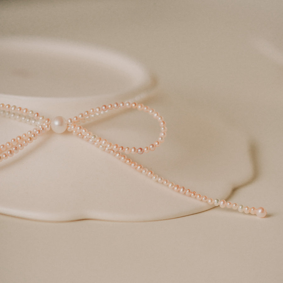 Amélie L.｜大蝴蝶結珍珠項鍊