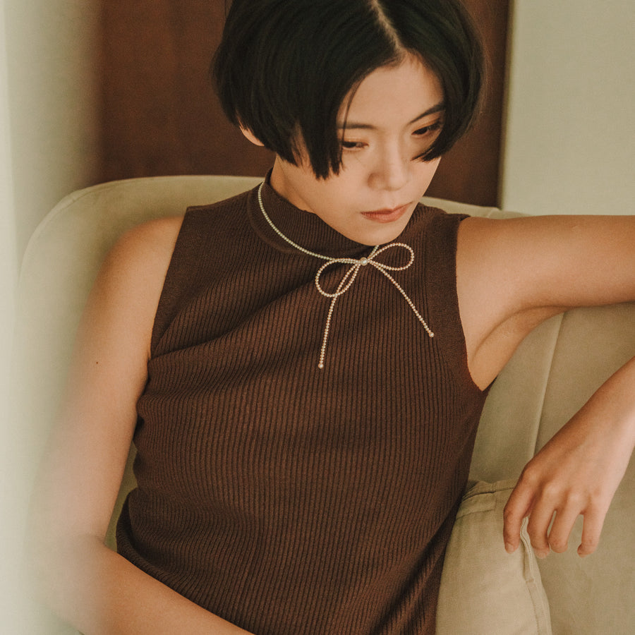 Amélie L.｜大蝴蝶結珍珠項鍊